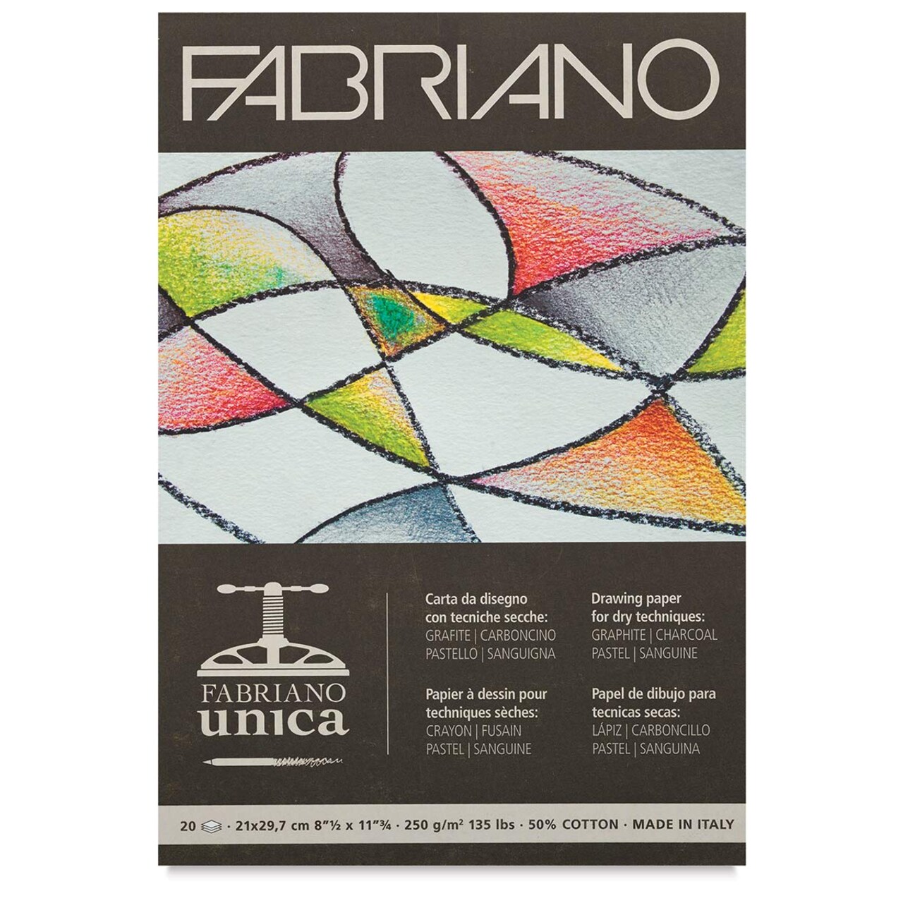 Fabriano Unica Printmaking Paper Pad - White, 8-1/4" x 11-3/4", 20 Sheets